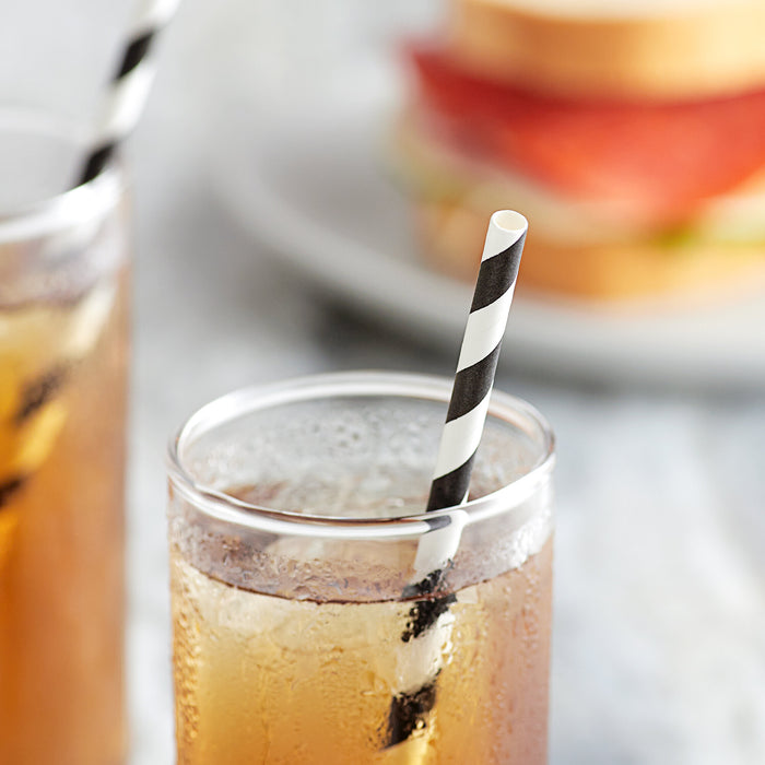 Black Striped Paper Straws (250pcs)