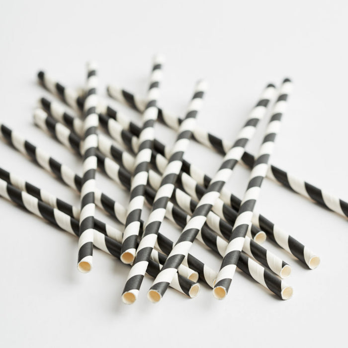 Black Striped Paper Straws (250pcs)