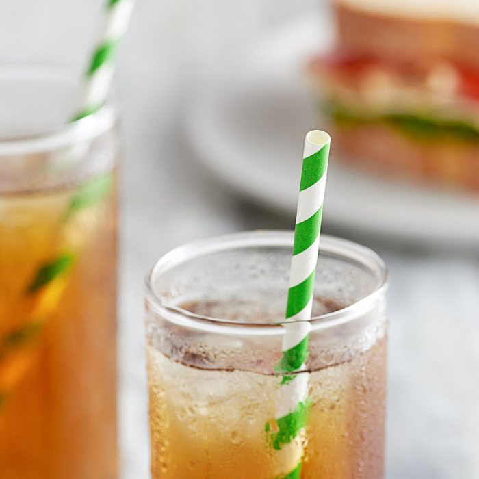 Green Striped Paper Straws (250pcs)