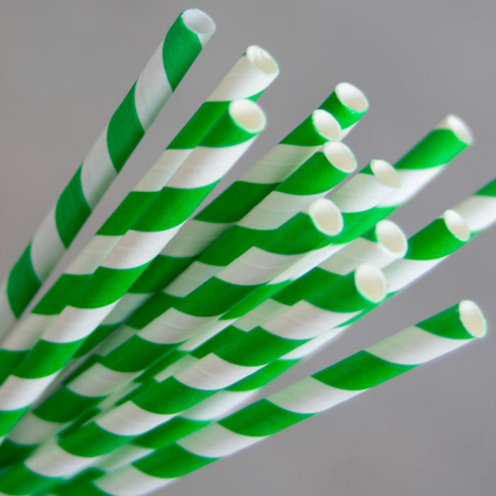 Green Striped Paper Straws (250pcs)