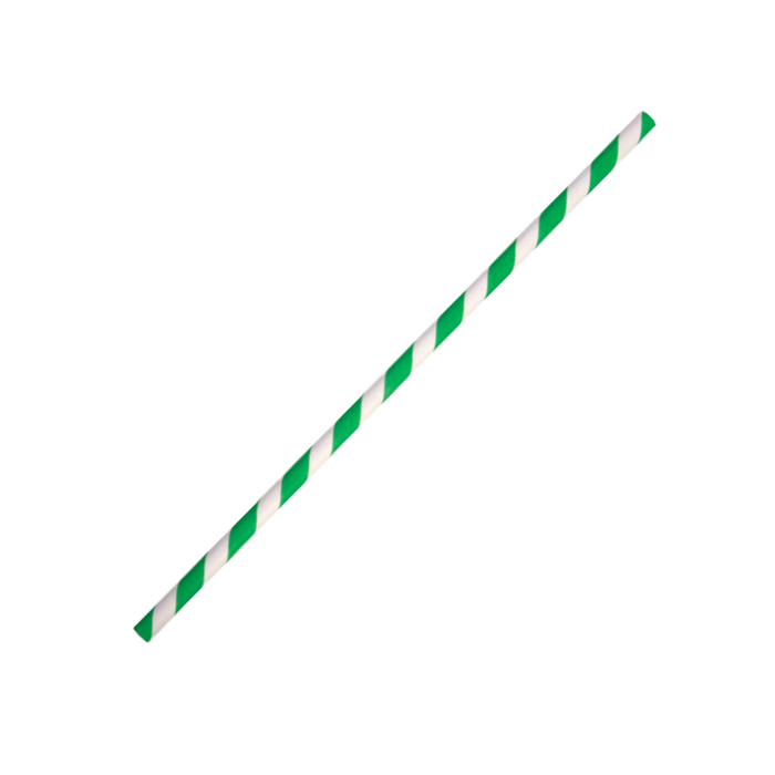 Green Striped Paper Straws (250pcs)