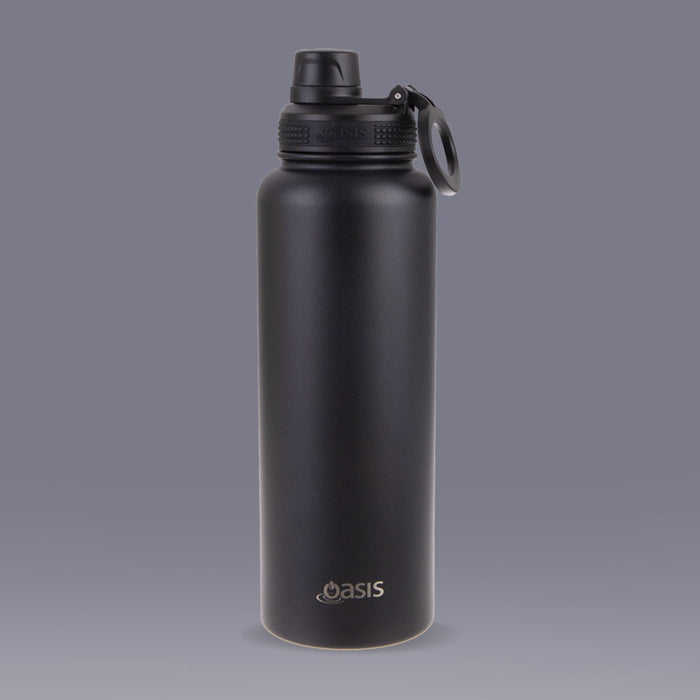 Insulated Challenger Black Water Bottle 1.1 Litre Insulated Water Bottle Oasis 